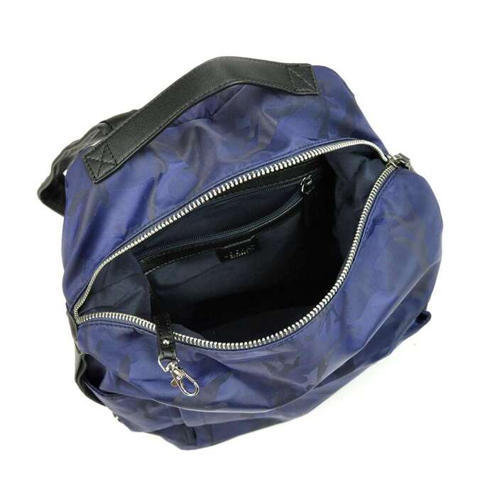 Dámsky modrý polyesterový batoh Lookat LK-Y204 so strieborným kovaním a nastaviteľnými ramennými popruhmi